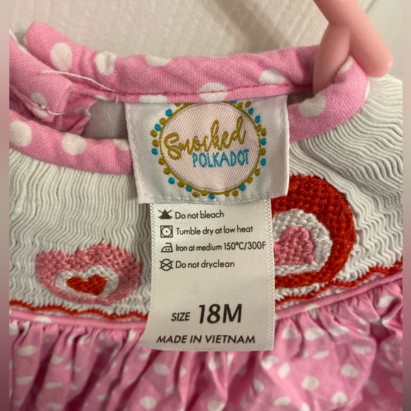 Smocked Polkadot heart romper 💕 - Picture 3 of 4